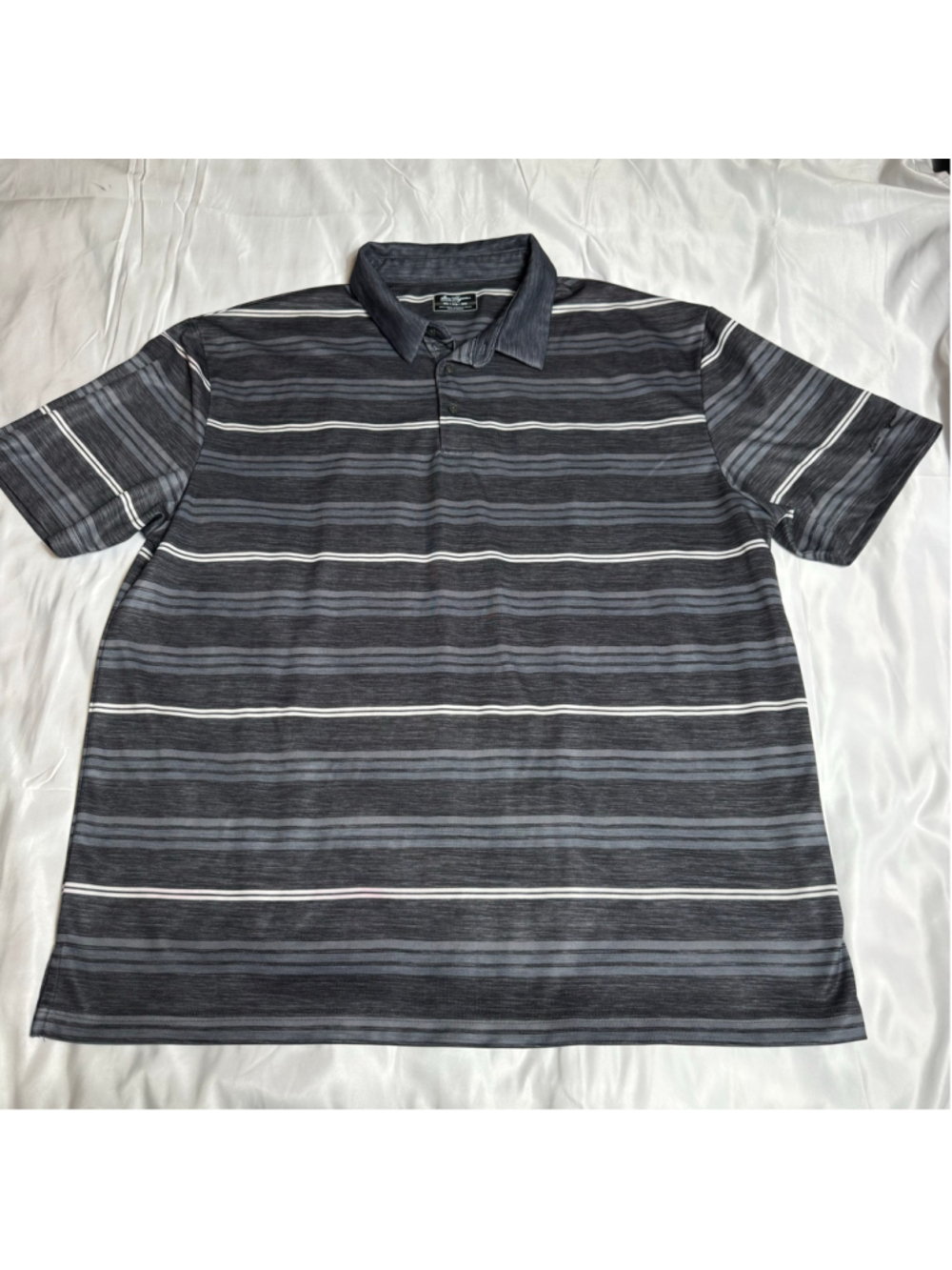 Men's Ben Hogan Polo Shirt 3XL Grey White Striped Performance Golf